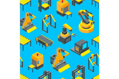 Vector isometric conveyor background or pattern illustration