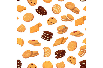 Vector pattern or background illustration with cartoon cookies