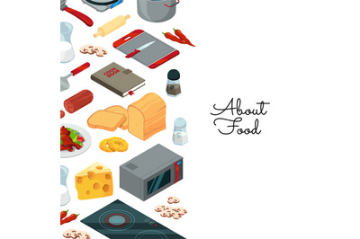 Vector cooking food isometric background illustration