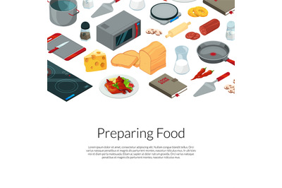 Vector cooking food isometric objects illustration