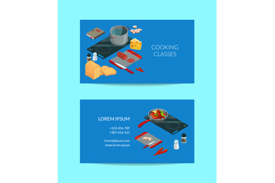 Vector cooking food isometric business card