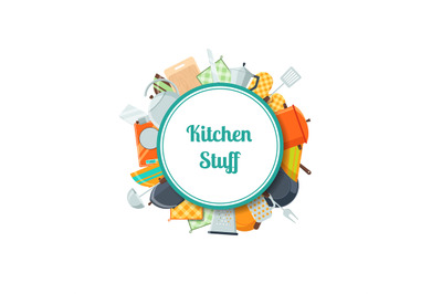 Vector kitchen utensils flat icons with place for text