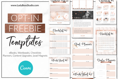 Canva Opt-In Freebie Templates Rose Gold