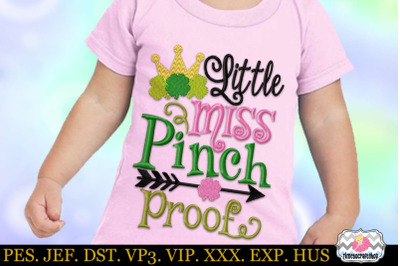 St Patricks Day Little Miss Pinch Proof Embroidery