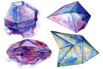 Violet crystals Watercolor png