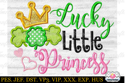 St Patricks Day Lucky Little Princess Embroidery Applique