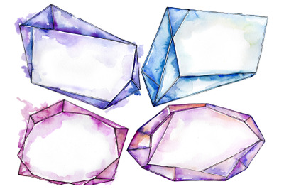 rystals pink and blue Watercolor png