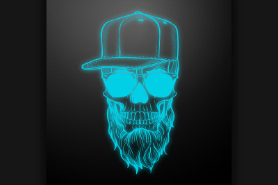 Angry skull with beard