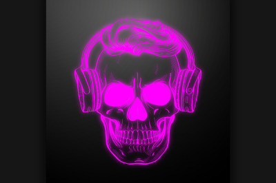 Angry skull with cirly hairstyle