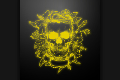 Angry skull with hairstyle