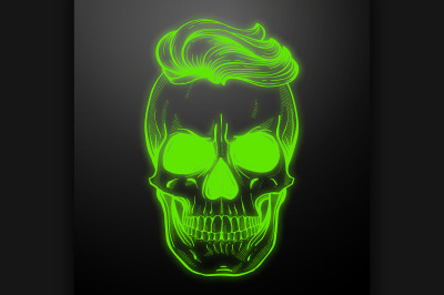 Angry skull with hairstyle