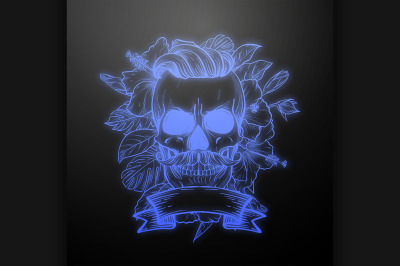 Angry skull with hairstyle