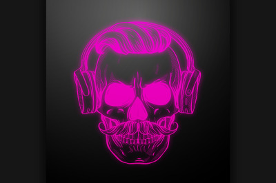 Angry skull with hairstyle