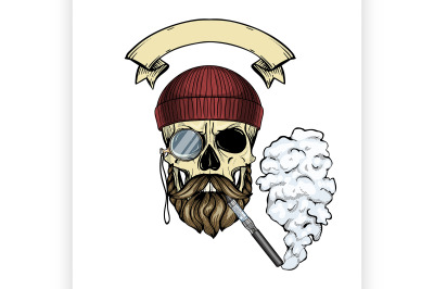 Color hipster skull