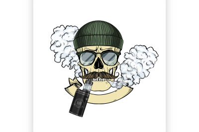 Color hipster skull