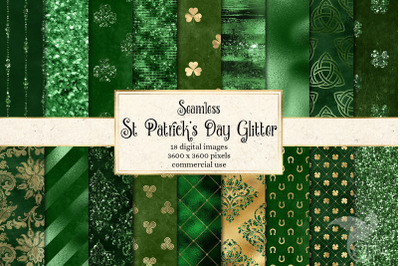 St Patrick&#039;s Day Glitter Digital Paper