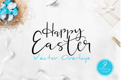 Happy Easter Lettering Overlays