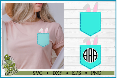 Pickle Pockets - Monogram Pocket Bunny Ears Easter SVG File