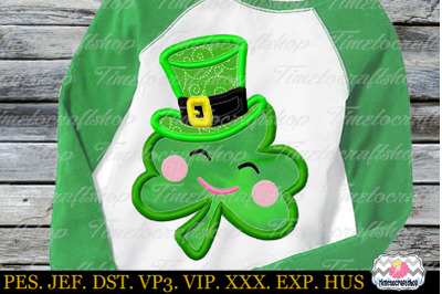 St Patricks Day Clover Leprechaun hat Embroidery Applique