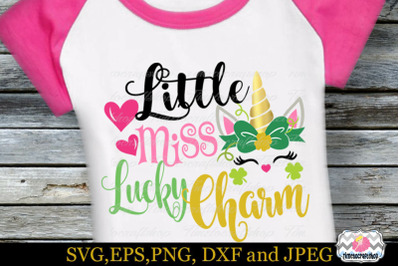 SVG, Dxf, Eps &amp; Png St Patrick&#039;s Day Little Miss Lucky Charm