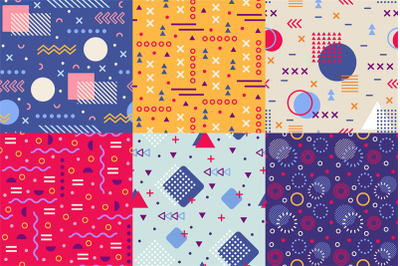 Memphis funky pattern. Retro 90s abstract shapes backgrounds. Creative