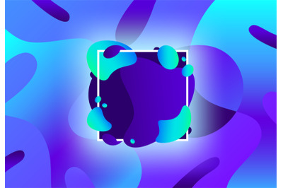 Liquid shape frame. Fluid colorful blue and cyan shapes modern abstrac