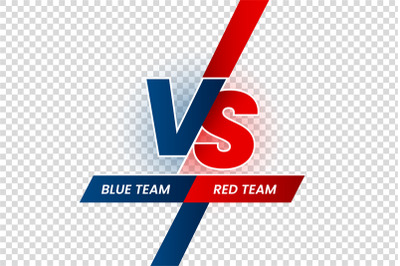 Versus duel headline. Battle red vs blue team frame, game match compet