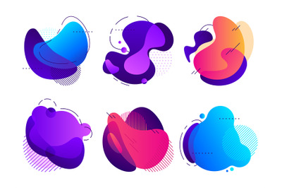 Colorful abstract shapes. Saturated fluid gradients flux, organic shap