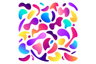 Colorful fluid shapes. Liquid doodle shape, abstract splash gradients