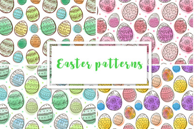 Watercolor Easter Seamless Patterns