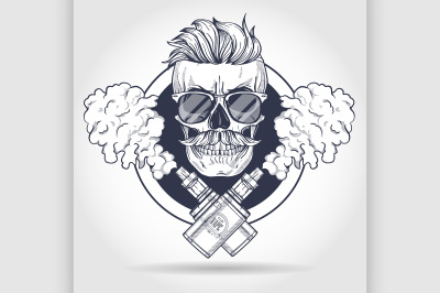 Color hipster skull