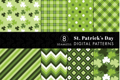 8 Seamless St. Patrick&#039;s Day Patterns Set 1