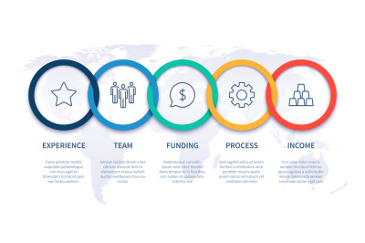 Chain steps infographic. Global business step by step process chart, w