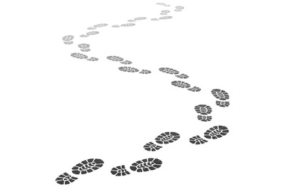 Walking away footsteps. Outgoing footprint silhouette, footstep prints