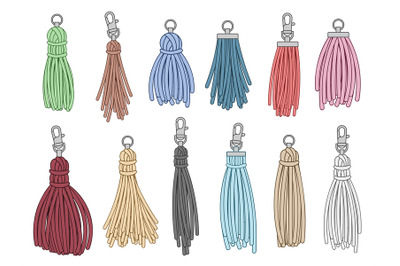 Tassels accessories. Leather fringe tassel trinket, handbag embelishme