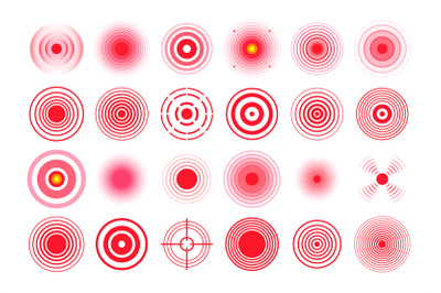 Red pain circle. Painful target mark&2C; pain area circles and sore throa