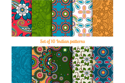 Paisley and flower indian seamless patterns