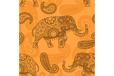 Indian elephant seamless pattern