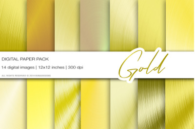 Gold Metallic Digital Papers, Gold Background