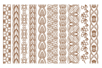 Indian Henna Seamless Borders