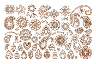Henna tattoo doodle elements