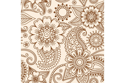 Henna mehndi seamless pattern