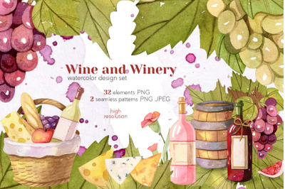 Watercolor Wine and Winery Collection
