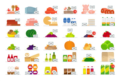 Food market flat icons