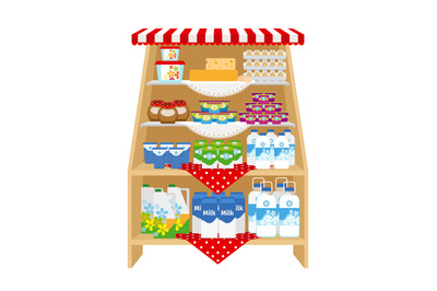 Dairy products on store shelves