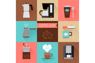 Coffee flat icons