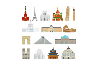 Monuments flat icons