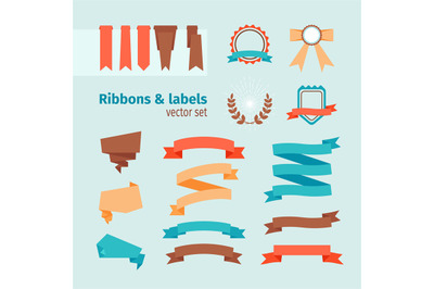 Vector ribbons and labels in modern trendy style