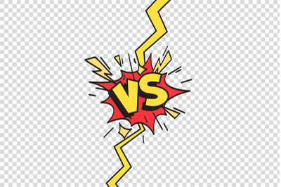 Comics vs frame. Versus lightning ray border, comic fighting duel and