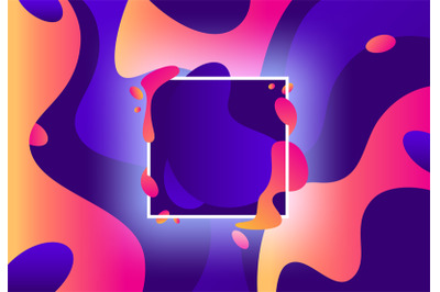 Fluid frame. Abstract colorful violet and modern purple liquid shapes